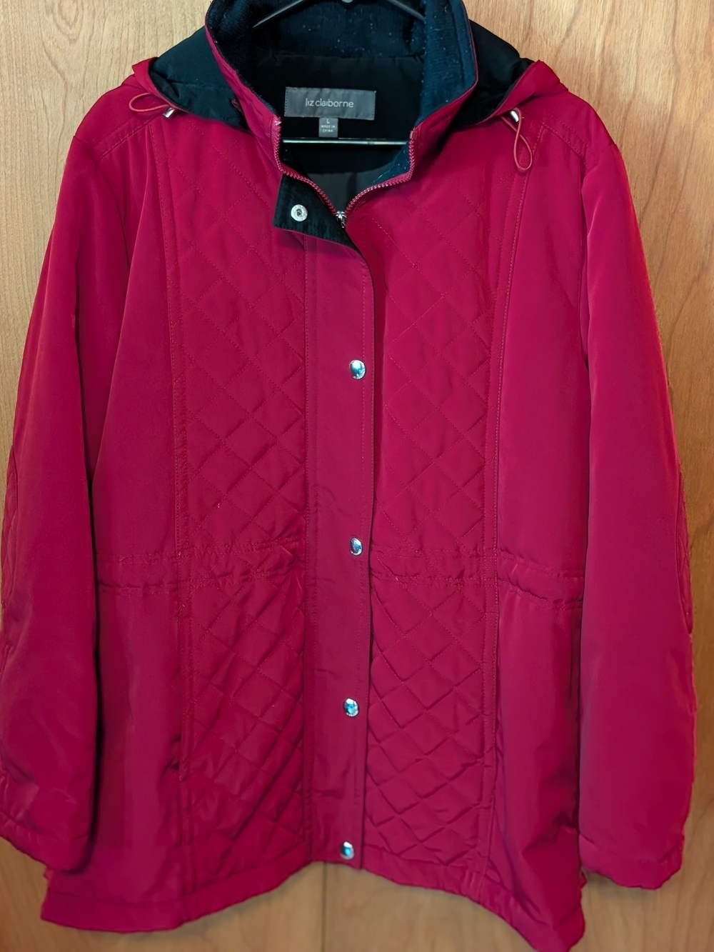 Liz Claiborne Women's Quilted Red Hooded Jacket